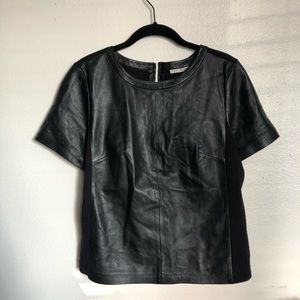 Halogen Leather Short Sleeve Top